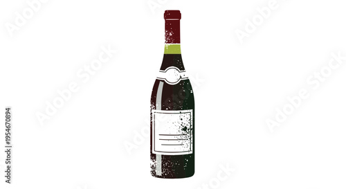 Vintage wine bottle with blank label on white background