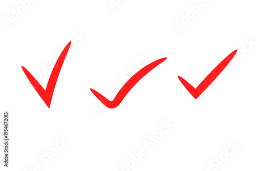 チェックマークアイコンセット 手書き風確認記号イラスト素材　赤