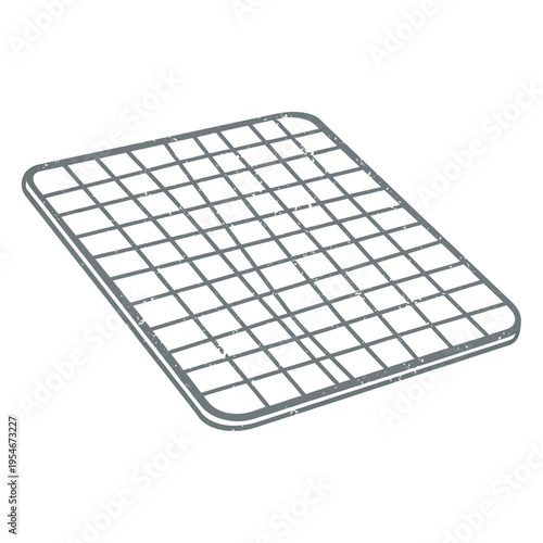 Cooling rack grid pattern gray grunge texture isolated on white background