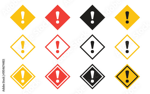 Caution Alert Triangle Icons with Warning Signs and Safety Hazard Symbol Collection Vector