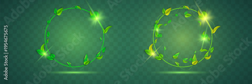 A circular frame adorned with vibrant green clover leaves and golden accents