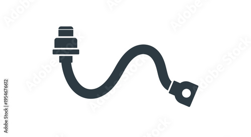 Simple icon illustration of a flexible electrical cable with connectors