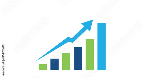 Business Growth Chart with Upward Arrow and Bars