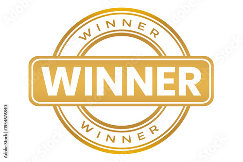 gold winner round stamp vector illustration element png file transparent background