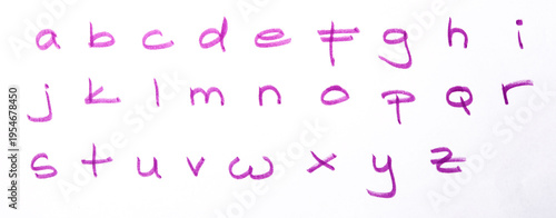 Hand written alphabet letters created with bold marker on clean white background. Expressive handmade typography with organic imperfections, suitable for branding, posters, editorial design
