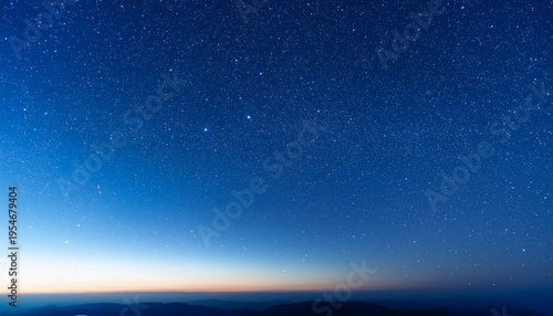 A Serene Night Sky Gradient Transitioning From Deep Blue To Light Blue Dotted With Twinkling Stars Of Varying Sizes