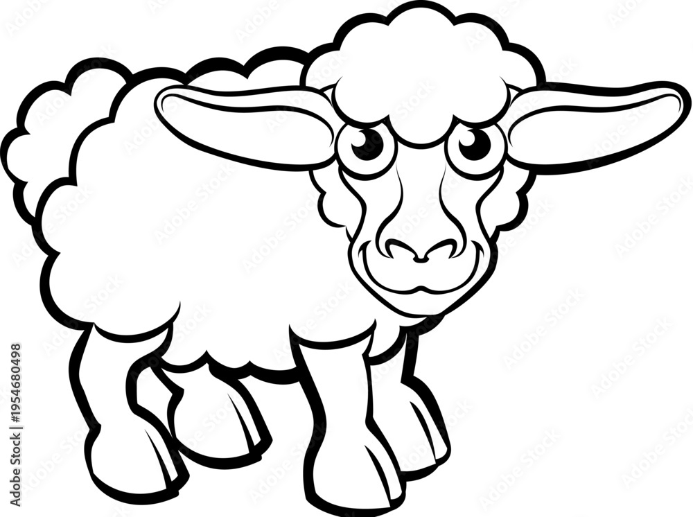 Obraz premium A sheep farm animal cartoon character illustration