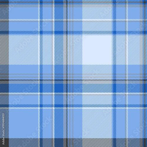 Scottish fabric vector textile, britain check tartan pattern. Best seamless plaid background texture in blue and light colors.