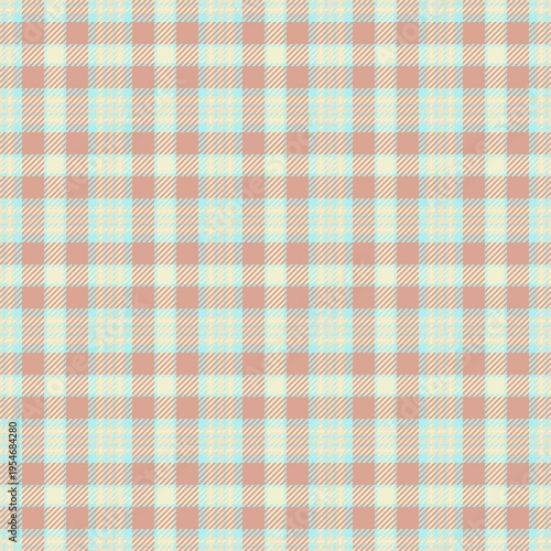 Collage plaid texture tartan, stitched fabric background seamless. Traditional check vector textile pattern in light and pale turquoise colors.