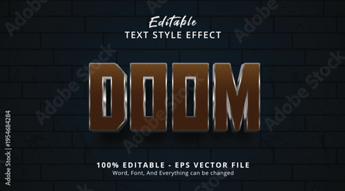 Doom text on bronze gradient style effect, editable text effect