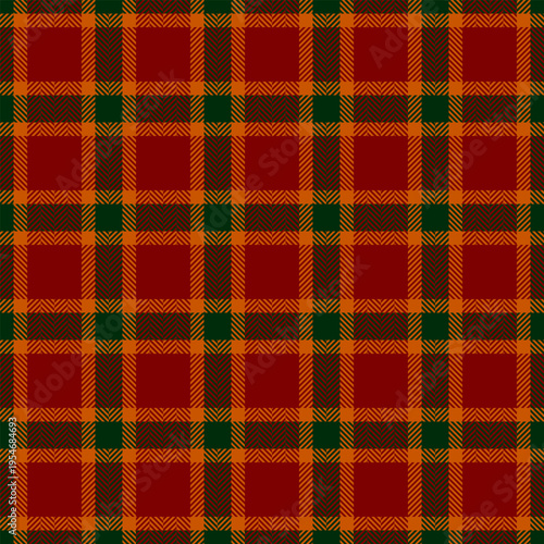 Show vector plaid fabric, fade background pattern seamless. Deep check tartan textile texture in maroon and orange colors.
