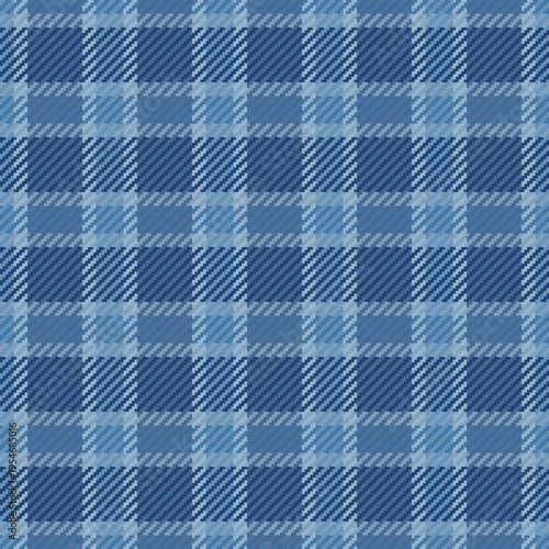 Cell tartan texture background, grunge fabric plaid seamless. Mother pattern check vector textile in blue and cyan colors.