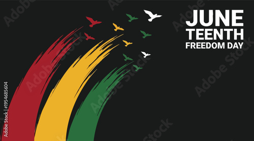 Abstract Juneteenth Freedom Day background with flying birds