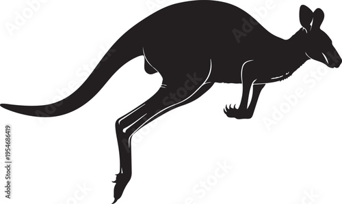 Black silhouette kangaroo vector illustration