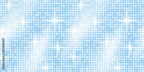 Disco blue sequin with background glitter texture and backdrop purple glam. Dance tile pattern with ball party seamless and mosaic retro sparkle. Floor vector disco with iridescent light