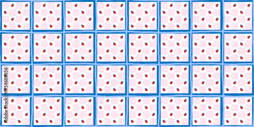 Patchwork cute pattern with food seamless children and background gingham strawberry. Texture spring vector with cover cottagecore scrapbook and daisy holiday notebook. Summer heart patchwork.