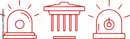 Iconic symbols of law, justice, and timekeeping in a minimalist design