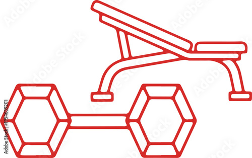 Chemical structure illustration with a parallel bar bench press bench