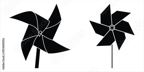 Colorful Pinwheel Vector Icons – Kids Toy, Paper Windmill & Fun Play Vector Set