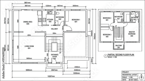 Architectural floor plan collection with technical gazebo section residential house blueprint and engineering education illustration set