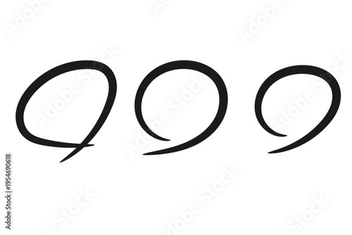 丸印アイコンセット 手書き風サークルチェック記号イラスト素材　黒