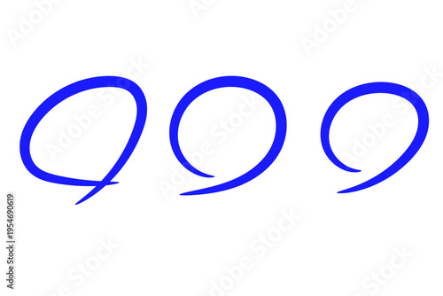 丸印アイコンセット 手書き風サークルチェック記号イラスト素材　青