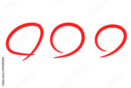 丸印アイコンセット 手書き風サークルチェック記号イラスト素材　赤