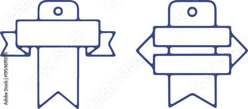 Two stylized ribbon icons with different directional arrow designs on a light background