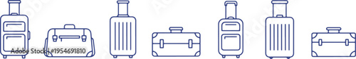 Variety of common luggage and travel case designs for different purposes