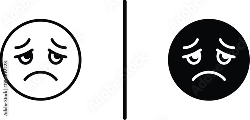 A frustrated face icon set with different background colors