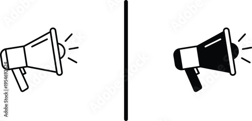 A simple illustration of two megaphones on a white background