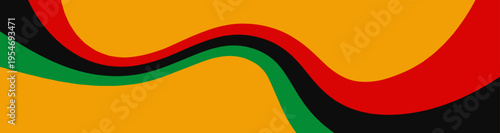 Abstract Juneteenth freedom day banner. Pan-African flag colors wavy background for Black History Month. Vector Illustration.