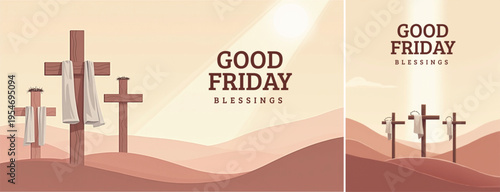 Elegant Good friday with cross background, Good friday holy week background for banner and social meida template	