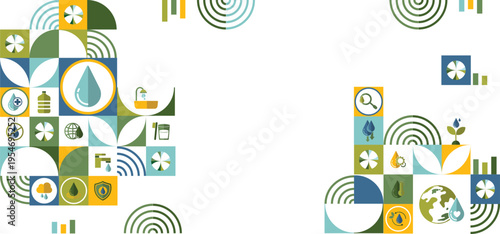 concept of water saving tips icon infographic. Save water, save earth and go green, environment protection campaign concept. Vector illustrator background banner.