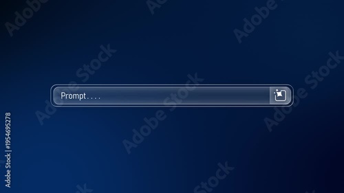 AI Generate Bar Animation, Liquid Glass Interface, Futuristic Artificial Intelligence Prompt Generator UI Concept