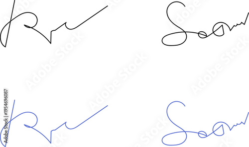 Signatures. Vector isolated collection. Handwritten signature. Abstract autograph. 