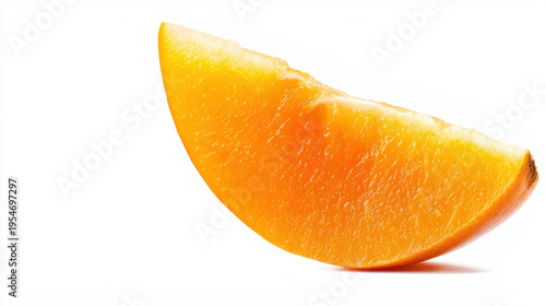 Vibrant wedge of ripe orange persimmon showcases its juicy texture and bright color, perfect for healthy snacking or culinary use