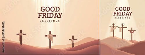 Elegant Good friday with cross background, Good friday holy week background for banner and social meida template	
