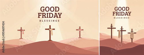 Elegant Good friday with cross background, Good friday holy week background for banner and social meida template	