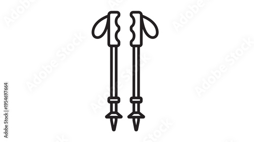 Trekking poles with ergonomic grips and pointed tips for outdoor adventures and hiking on various terrains.