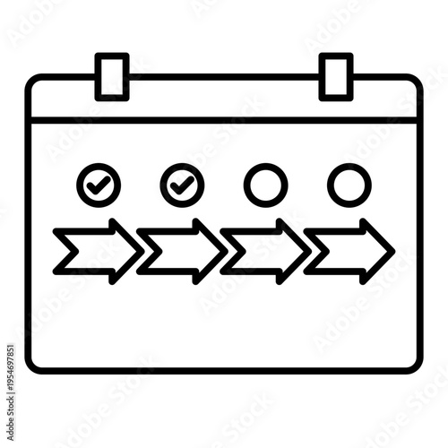 calendar with milestones line icon with editable stroke