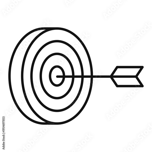 arrow on target, bullseye line icon with editable stroke