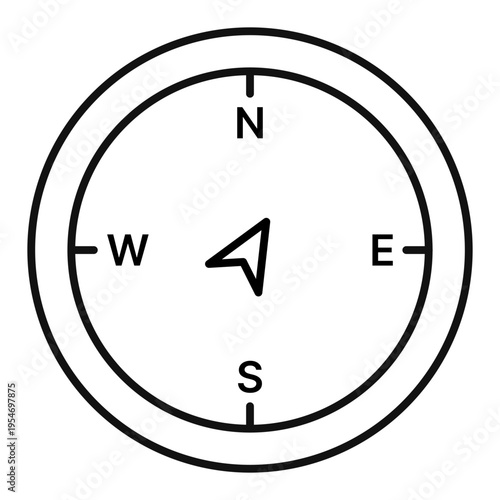 compass direction line icon with editable stroke