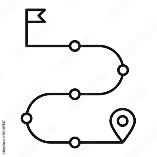 roadmap path line icon with editable stroke