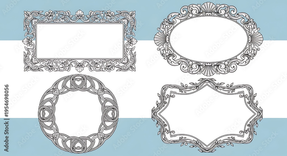 Obraz premium Ornate Picture Frames on Blue Background