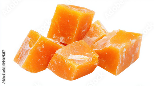 Fresh orange papaya chunks display vibrant color and texture, perfect for healthy snacks or desserts
