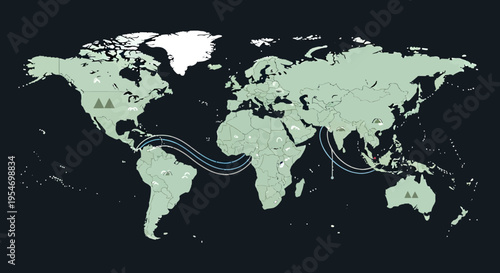 World map illustrating the transatlantic slave trade route from Africa to the Americas, highlighting key departure and arrival points.