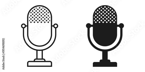 Microphone icon in flat style. Mic for podcast vector illustration on isolated background. Music equipment sign business concept.
