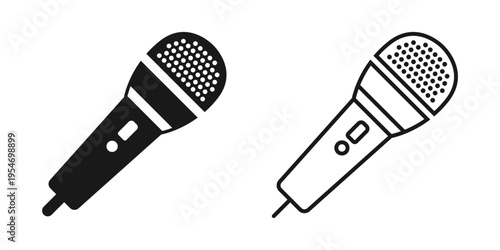 Microphone icon in flat style. Mic for podcast vector illustration on isolated background. Music equipment sign business concept.