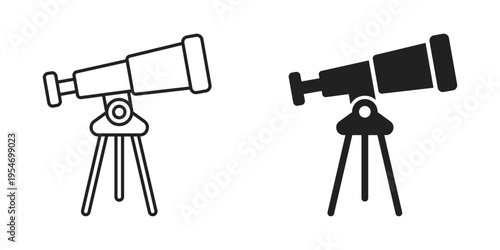 Telescope icon in flat style. Spyglass vector illustration on isolated background. Space learning sign business concept.